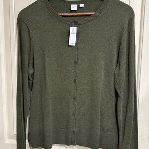 GORGEOUS UNIQUE OLIVE GREEN CARDIGAN BY GAP NWT WOMEN'S SIZE L